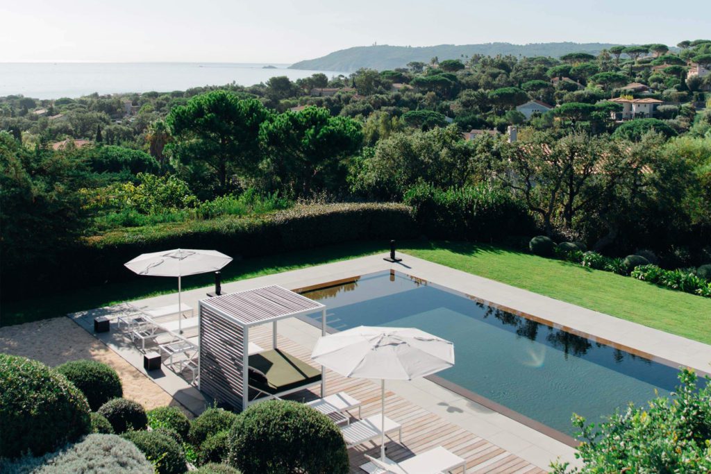 Villa Graves pool and terrace overlooking the coast, St Tropez